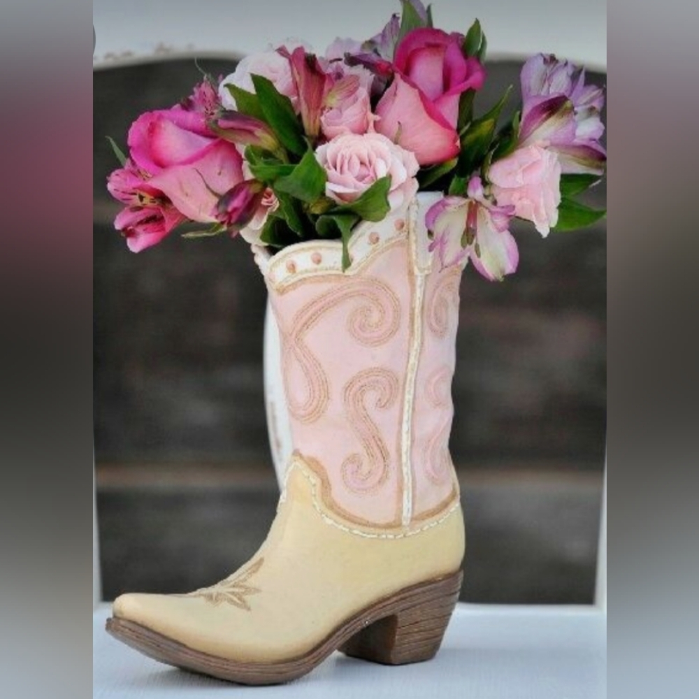 Perfect Mother's Day Pink Howdy Cowgirl Boot Vase